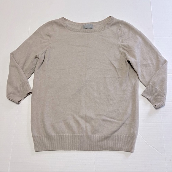 Pure Collection Women's Size 12 Sweater 100% Cashmere Gray Crew Neck Long Sleeve - Picture 1 of 8